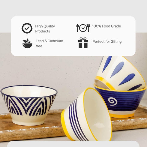 Conical Bliss Ceramic Bowl Set of 4, 300ML